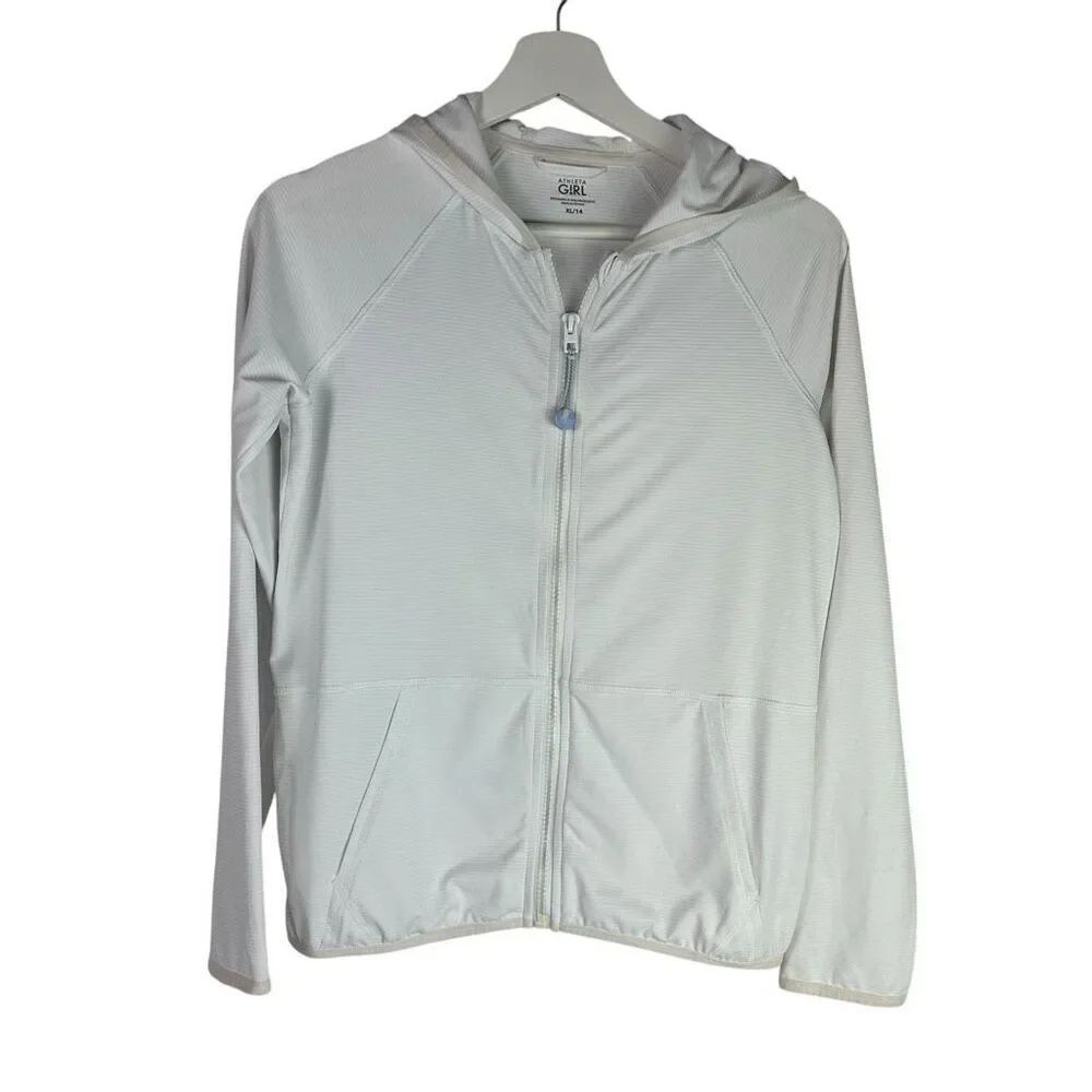 Athleta Girl Full Zip Lightweight Hoodie size XL 14 White